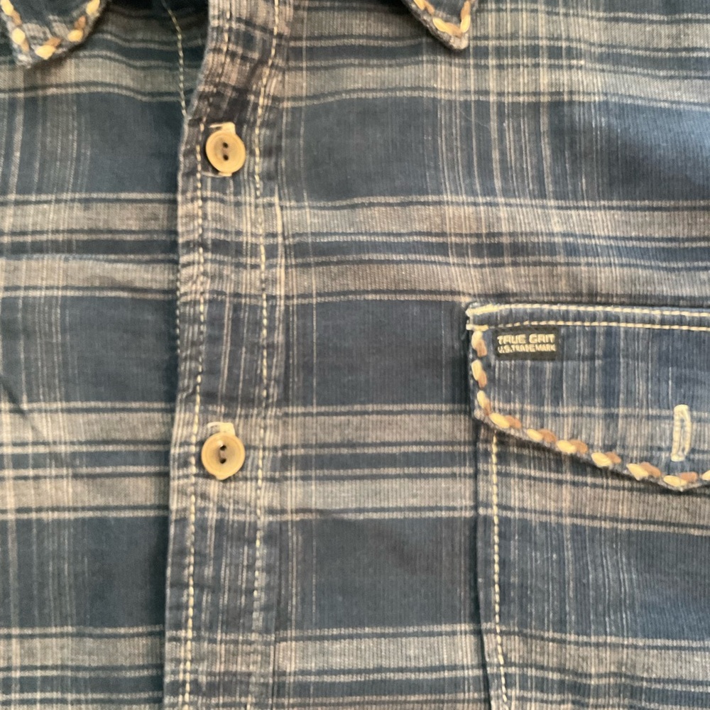 True Grit Navy Plaid Button Down Shirt - Picture 3 of 11